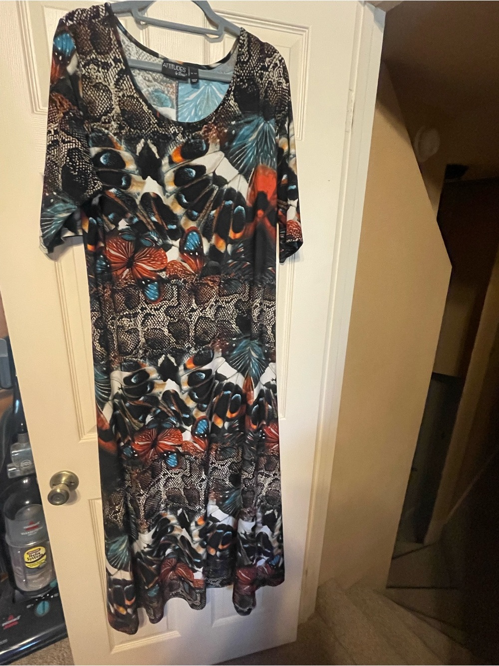 ATTITUDES by Renee Multicolor Butterfly Print XL tall maxi Dress
